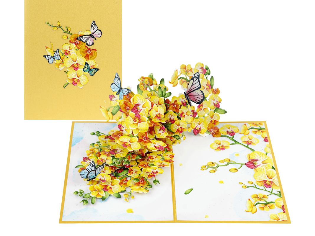 mothers-day-gifts-yellow-orchids-with-butterfiles-pop-up-card